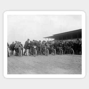 Motorcycle Races, 1915. Vintage Photo Sticker